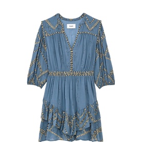 Poly Embroidered Mini Flared Dress