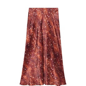 Animal Satin Slip Flared Skirt