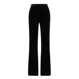 Max Mara Studio black velvet flared trousers with high waist, 98% cotton blend with slight stretch