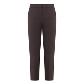Max Mara Main dark brown tailored trousers in virgin wool blend, straight-leg cut with neat waistband and front zip fastening
