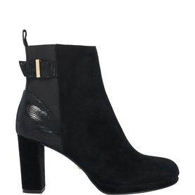 Olens Leather Buckle Heeled Boots
