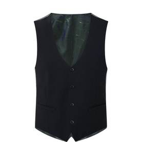 Remus Luca Single-Breasted Waistcoat in black with V-neckline, front button fastening, welt pockets and contrasting lining