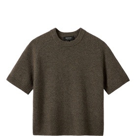 Ribbed Trim Knitted Wool Top