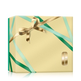 Clinique Aromatics Elixir Fragrance & Body Duo Gift Set in gold and green ribbon-tied gift box with gold bow.