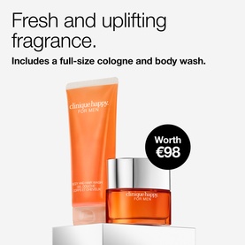 Clinique Happy For Men Fragrance Gift Set 50ml, includes full-size cologne and body wash tube, worth &euro;98