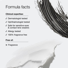 Clinique High Impact Lash & Liner Makeup Gift Set formula facts: dermatologist and ophthalmologist tested, fragrance free, safe for sensitive eyes.