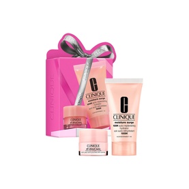 Clinique Moisture Surge Hydration & Eye Care Travel Gift Set with pink bow, featuring moisturiser and eye cream in pink packaging