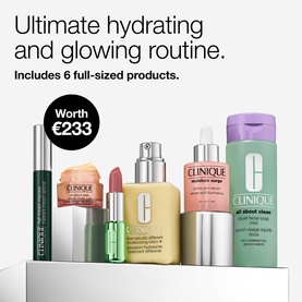 Clinique Complete Skincare & Makeup Routine Gift Set with 6 full-sized products including serum, moisturiser, lipstick and mascara