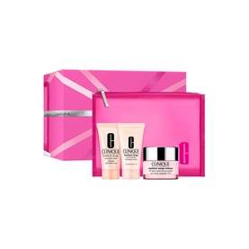 Clinique Moisture Surge Intense Hydration Skincare Gift Set with three skincare products and pink zip pouch