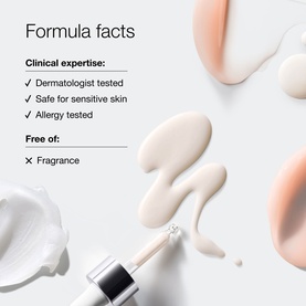 Clinique Moisture Surge Glow Serum Skincare Gift Set formula facts card showing cream and serum texture swatches with clinical credentials listed.