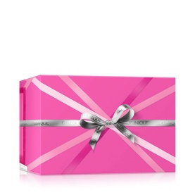 Clinique Moisture Surge Glow Serum Skincare Gift Set in bright pink gift box tied with silver ribbon bow