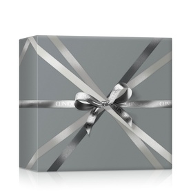 Clinique For Men Hydration Skincare for Dry Skin Gift Set in grey gift box with silver satin ribbon bow