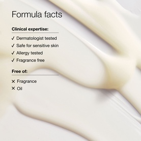 Clinique Smart Clinical Repair Wrinkle Correcting Cream formula facts showing dermatologist-tested, fragrance-free, oil-free credentials on cream
