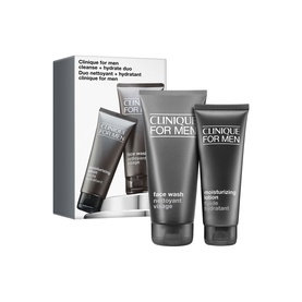Clinique For Men&trade; Hydration Skincare Duo Gift Set containing Face Wash and Moisturising Lotion tubes with branded box