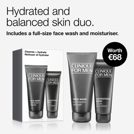 Clinique For Men Hydration Skincare Duo Gift Set containing full-size face wash and moisturising lotion, worth &euro;68