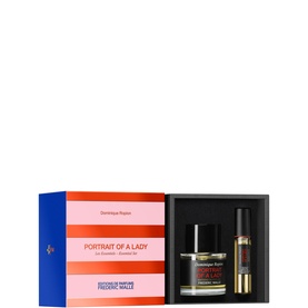 Frederic Malle Portrait of a Lady Eau de Parfum Gift Set 50ml, red and blue box with bottle and travel spray