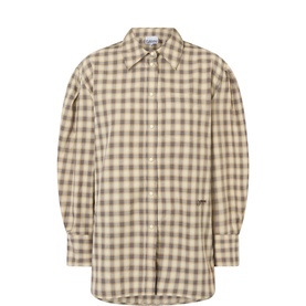 Pleated Check Flannel Blouse