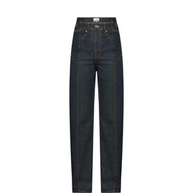 Slub Fold Straight-Leg Jeans