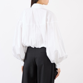 Tie-Neck Balloon-Sleeve Blouse