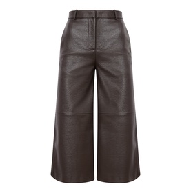 Faux Pebbled Leather Cropped Trousers