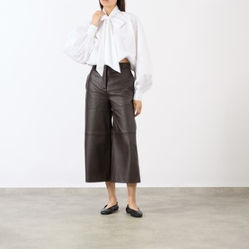 Faux Pebbled Leather Cropped Trousers