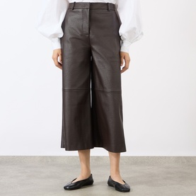 Faux Pebbled Leather Cropped Trousers