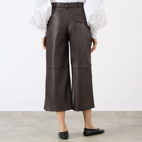 Faux Pebbled Leather Cropped Trousers