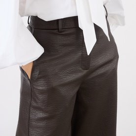Faux Pebbled Leather Cropped Trousers