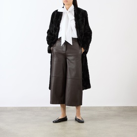 Faux Pebbled Leather Cropped Trousers