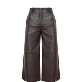 Faux Pebbled Leather Cropped Trousers