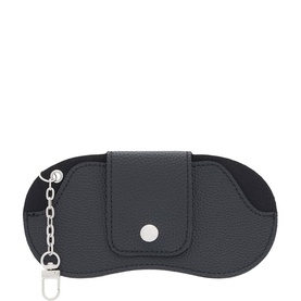 Clip-On Glasses Case Black with Silver Hardware