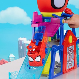 Superheroes multi-coloured Spider-Man themed playset tower with slide, figure, and vehicle accessories