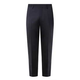 Tiger of Sweden Dark Ink suit trousers in wool blend, slim tapered leg with front crease and belt loops, flat front