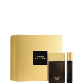 Tom Ford Noir Extreme Eau de Parfum Gift Set 100ml, featuring full-size bottle and travel spray in gold gift box