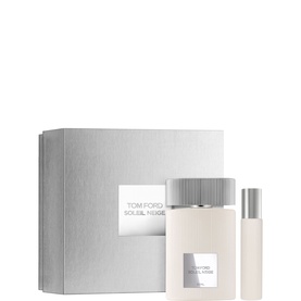 Tom Ford Soleil Neige Eau de Parfum Gift Set 50ml, silver gift box with full-size bottle and travel spray
