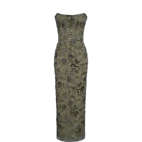 Anisa Hand Beaded Off-The-Shoulder Dress