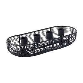 Villeroy & Boch black oval wire basket candle holder with four cylindrical taper holders, matte metal finish