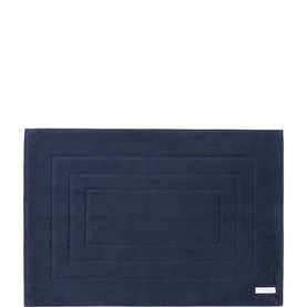 Sheridan Bath Mat in Royal Navy, rectangular with tonal bordered detail and small woven label on corner