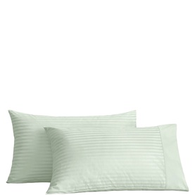 Sheridan Pillow Cases in Light Peppermint, set of two with tonal stripe detail, standard size