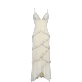 Sorelle Hand-Embellished Tiered Flared Dress