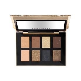 Bobbi Brown The Met Eye Shadow Palette, open compact showing 8 warm bronze, gold and brown shades with built-in mirror