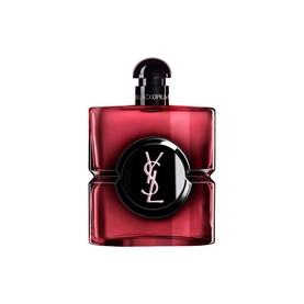 YSL Black Opium Pink Glaze Eau De Parfum, deep red glass bottle with black circular YSL logo cap