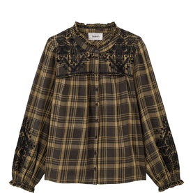 Kaela Check Embroidered Blouse