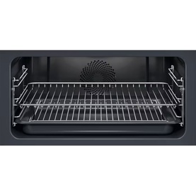 Electrolux 800 MealAssist CombiQuick Microwave and Built-in Oven in black, interior view showing wire rack and fan element