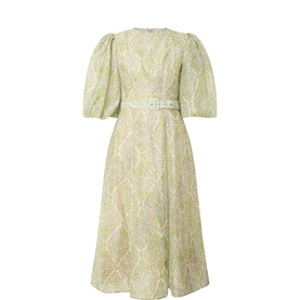Kate Paisley Puff-Sleeve Dress