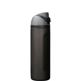Owala FreeSip 24oz Water Bottle in Nailed It, dark charcoal stainless steel with push-button lid and built-in straw spout