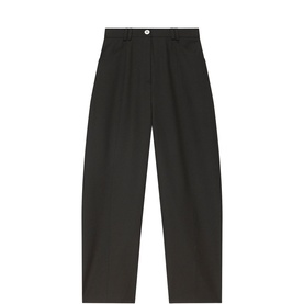 Formal Mid-Rise Barrel Leg Trousers