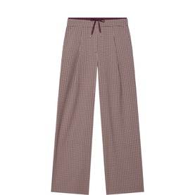 Check Mid-Rise Wide Leg Trousers