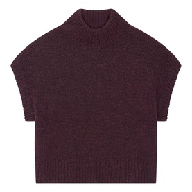 Mint Velvet red sleeveless knitted top with mock neck and ribbed trim, in a cropped boxy silhouette