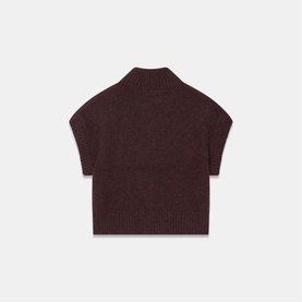 Mint Velvet red knit sleeveless high-neck jumper with short cap sleeves and relaxed cropped fit